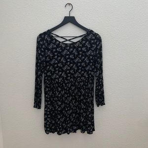 Chloe K Black and White Floral Babydoll Dress
